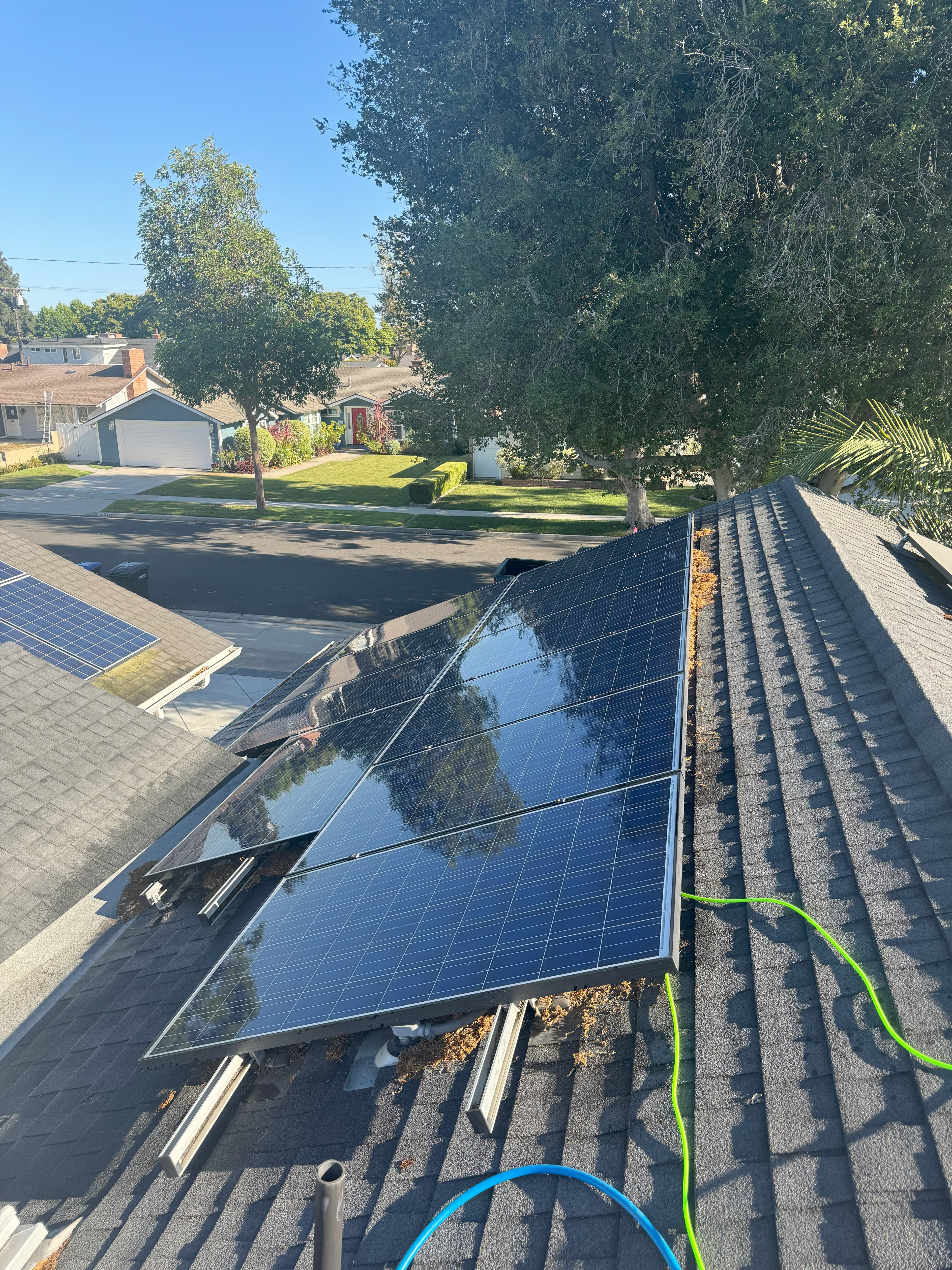 clean solar panels on roof